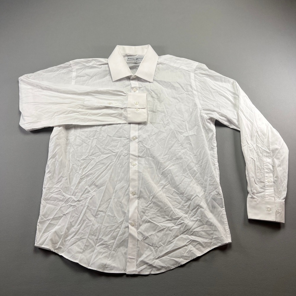 Beverly Hills Polo Club Dress Shirt Mens 16.5 White Shirttail Hem Office Wear